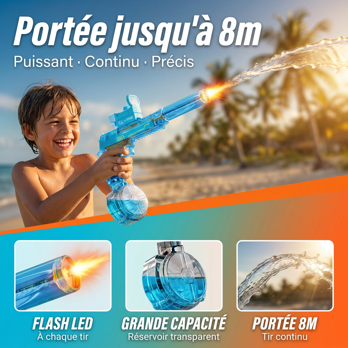Pistolets à eau électrique LED — Flash à chaque tir